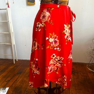 Faux wrap floral skirt